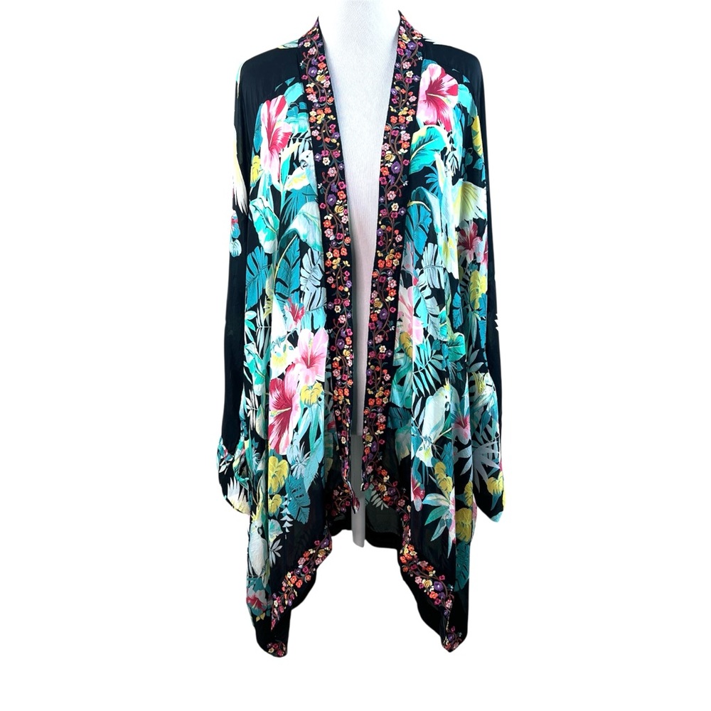 Johnny Was Solomio Tropical-Print Kimono Size Large - Picture 2 of 4